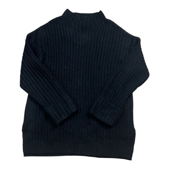 Old Navy Black Knit Funnel Neck Pullover Sweater Size L Tall Cuffed Sleeve Tunic - Picture 1 of 9